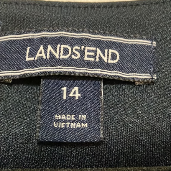 Lands’End Textured Striped Dress w/Round Neckline & 3/4 Length Sleeves Size 14 - Picture 4 of 6